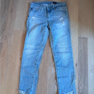 Ag Adriano Goldschmied Light Blue Cropped Jeans